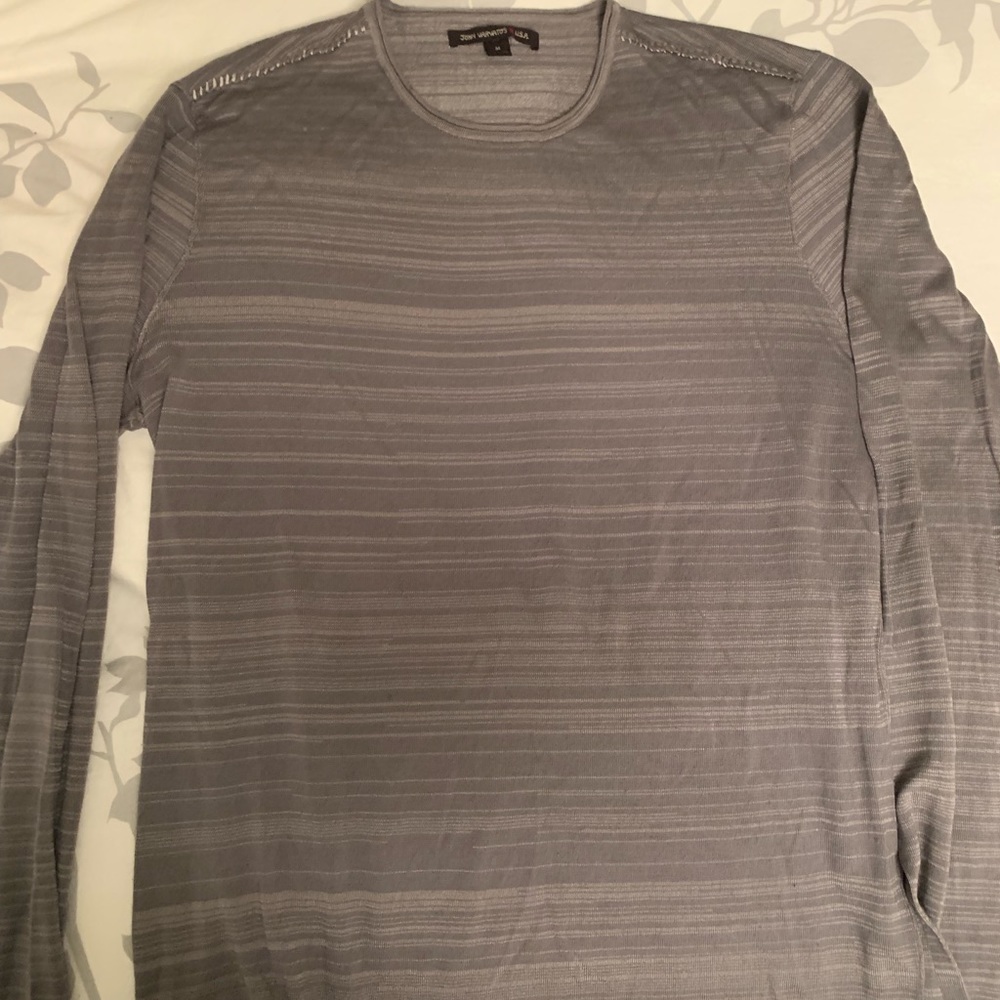 Grey thin striped long sleeve tee